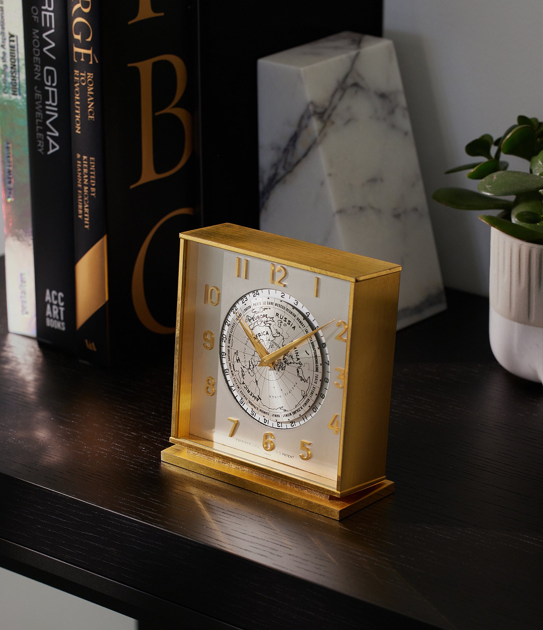 Tiffany & Co by Imexal World Time Desk Clock | Gilt Brass | Buy rare collectables at A Collected Man London