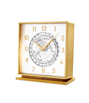World Time Desk Clock Gilt Brass