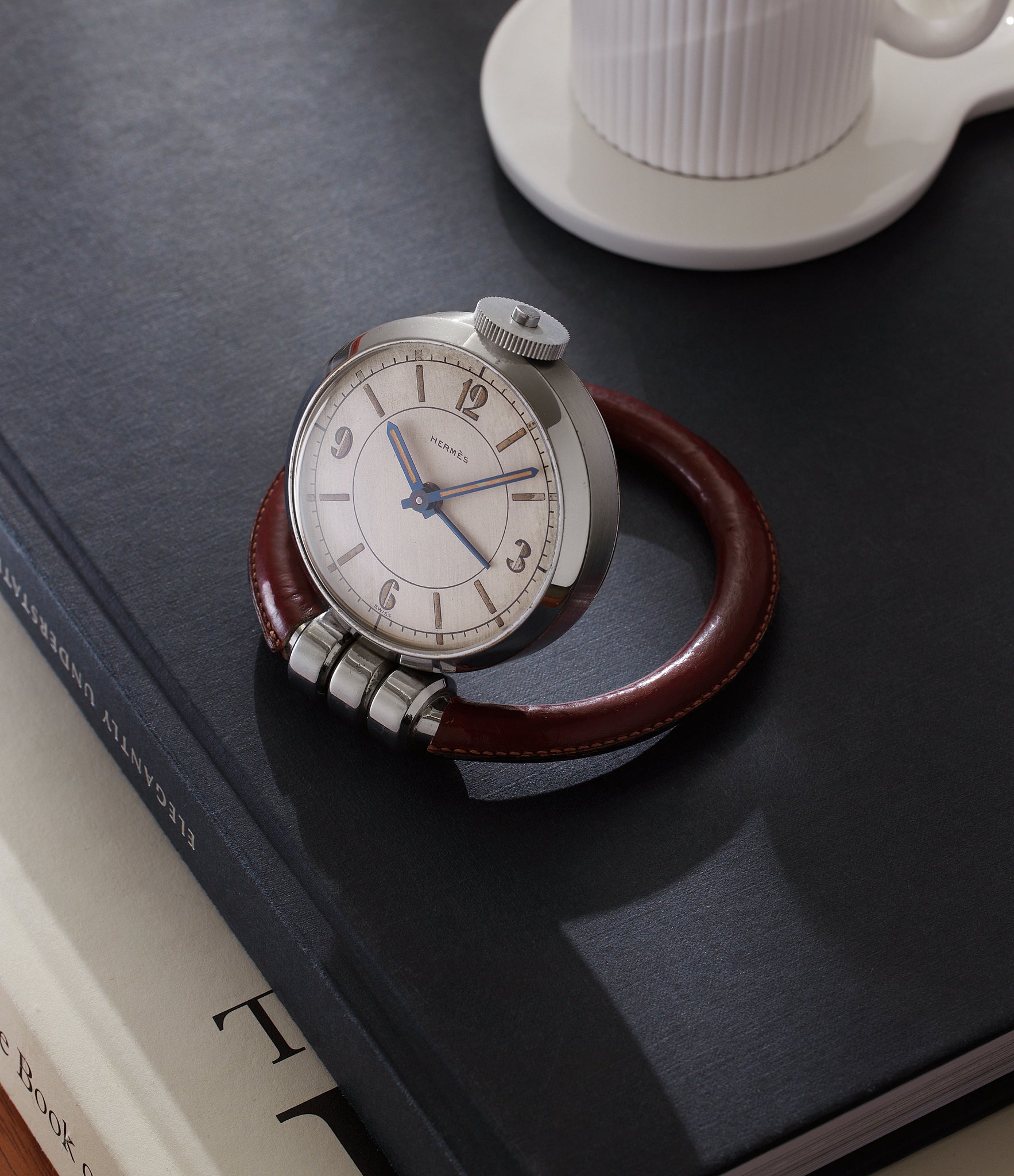 Travel Alarm Clock | “Ring” Style | Stainless Steel & Leather Case | A Collected Man London