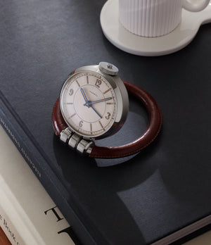 Travel Alarm Clock | “Ring” Style | Stainless Steel & Leather Case | A Collected Man London