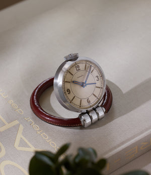 Travel Alarm Clock | “Ring” Style | Stainless Steel & Leather Case | A Collected Man London