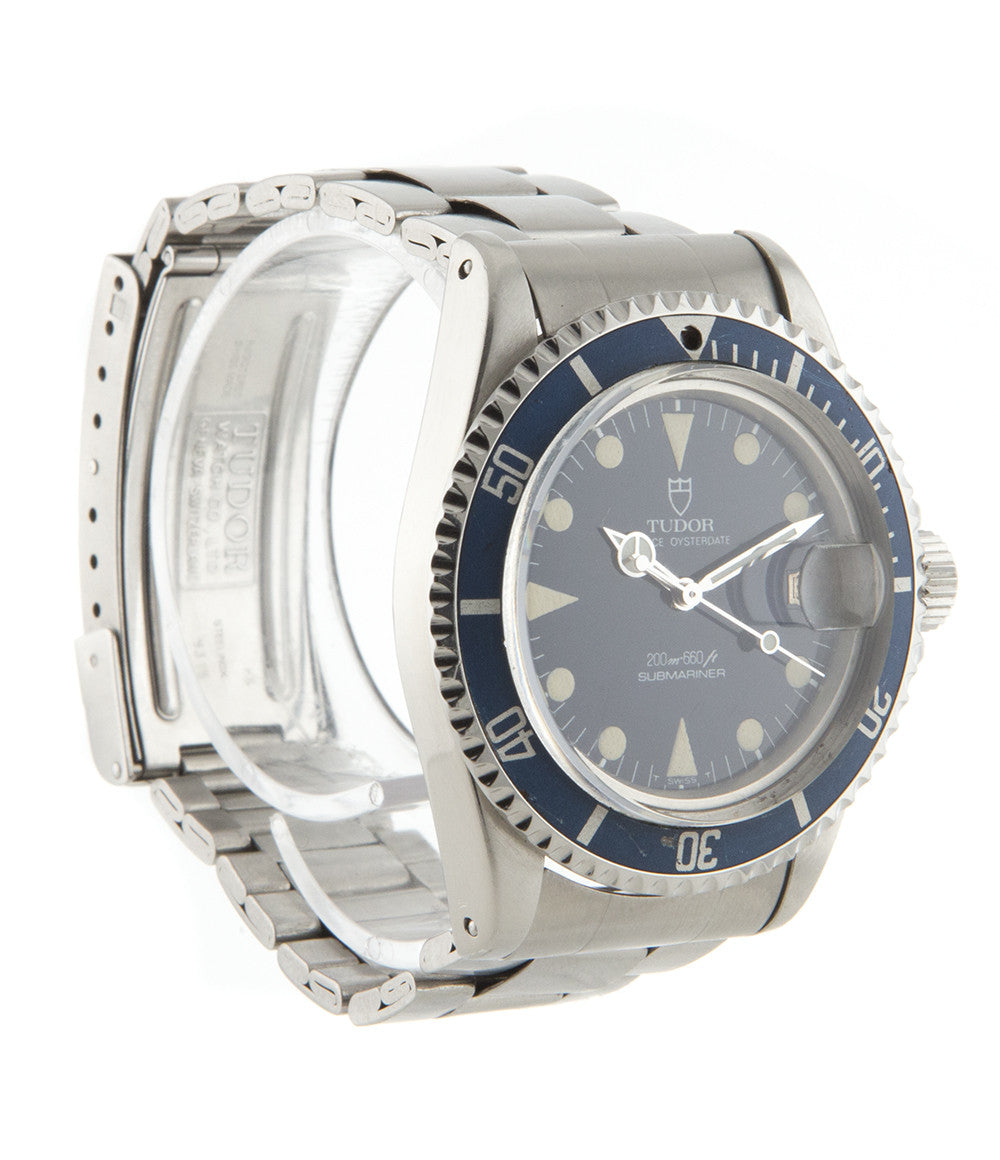 Tudor Submariner Prince Oysterdate 76100 steel automatic vintage pre-owned watch with blue dial and steel strap