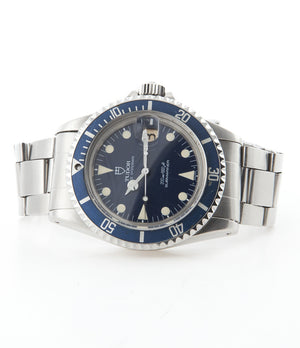 Tudor Submariner Prince Oysterdate 76100 steel automatic vintage pre-owned watch with blue dial and steel strap