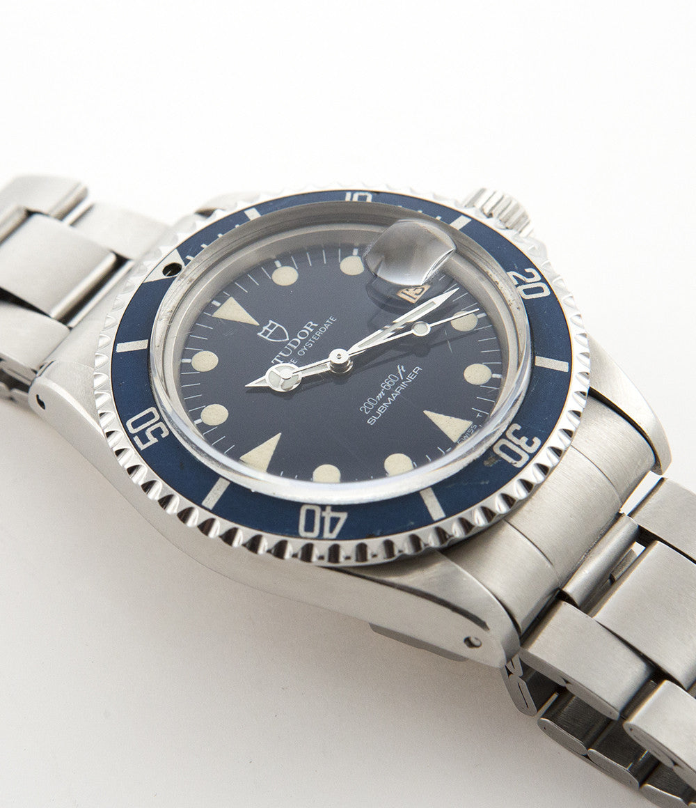 Tudor Submariner Prince Oysterdate 76100 steel automatic vintage pre-owned watch with blue dial and steel strap