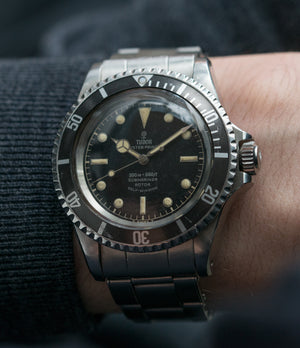 on the wrist Tudor Submariner 7928 Oyster Prince Cal. 390 automatic sport watch at A Collected Man London online vintage watch specialist UK