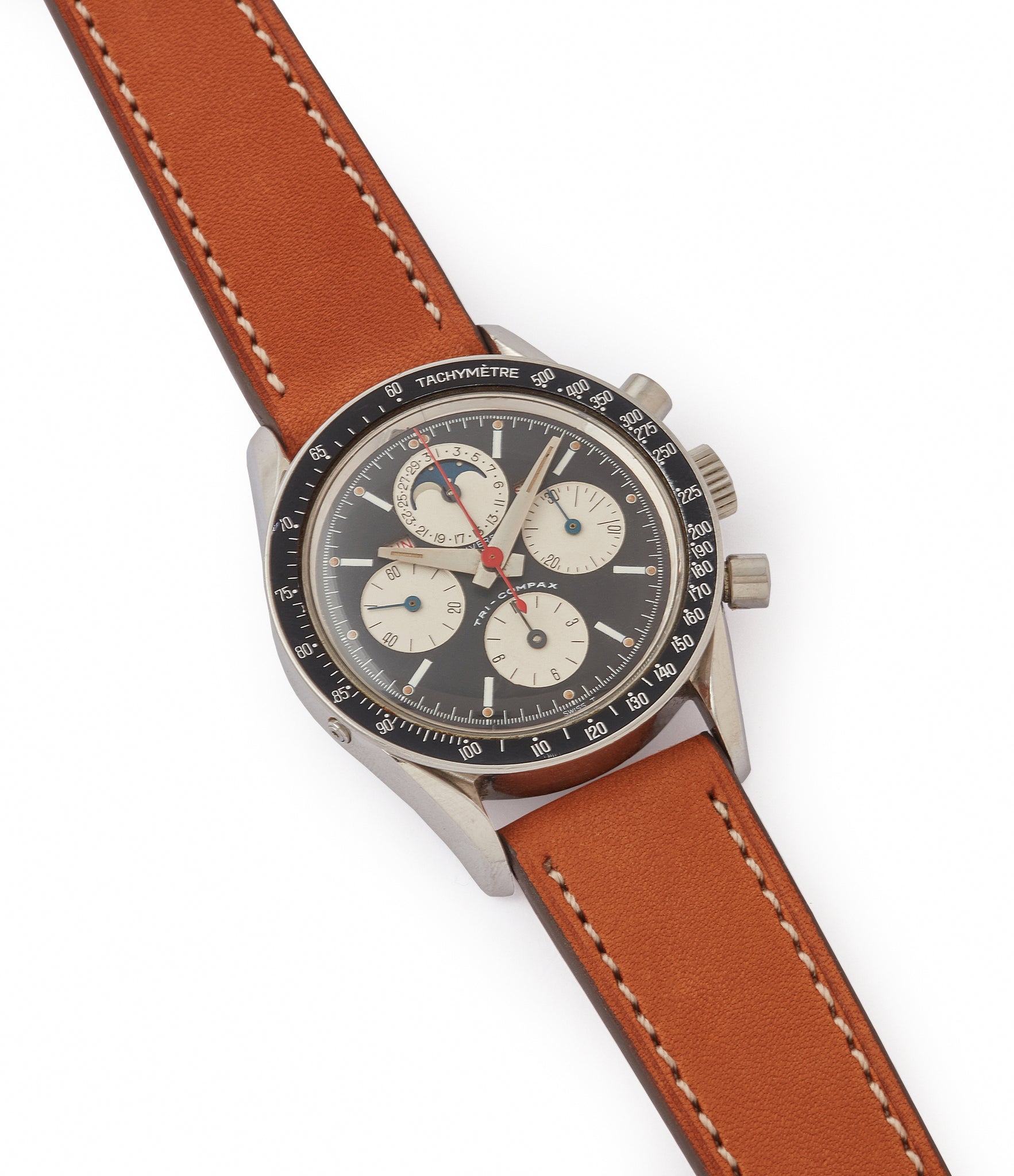 selling Universal Geneve Tri-Compax Evil Clapton 881101/02 black dial vintage steel chronograph for sale online at A Collected Man London UK specialist of rare watches