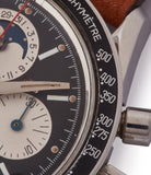 Evil Clapton Universal Geneve Tri-Compax 881101/02 black dial vintage steel chronograph for sale online at A Collected Man London UK specialist of rare watches