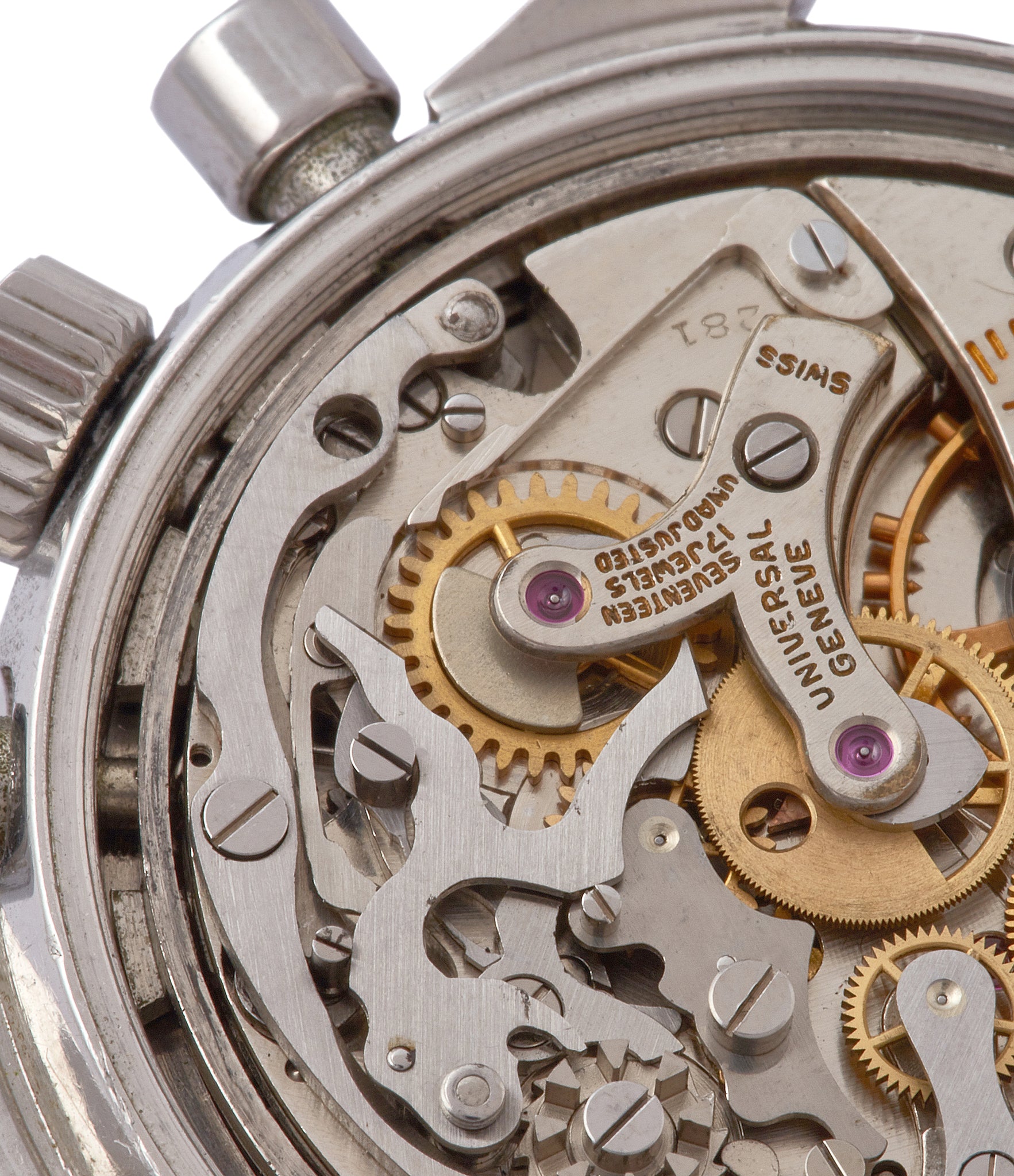 column-wheel chronograph 281 Universal Geneve Tri-Compax Evil Clapton 881101/02 black dial vintage steel chronograph for sale online at A Collected Man London UK specialist of rare watches
