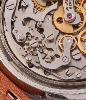 Calibre 281 movement Universal Geneve Tri-Compax Evil Clapton 881101/02 black dial vintage steel chronograph for sale online at A Collected Man London UK specialist of rare watches