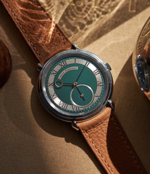 Charity watch sale for Covid-19 vaccine development London Limited Edition Urban Jürgensen British racing green dial steel time-only dress watch for sale at A Collected Man London