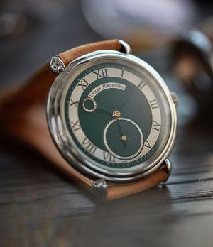 London Limited Edition Urban Jürgensen British racing green dial steel time-only dress watch for sale exclusively at A Collected Man London