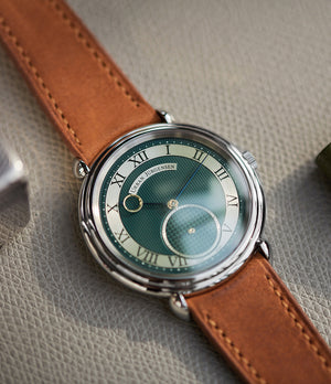 rare Urban Jürgensen Big 8 Limited Edition British racing green dial steel time-only dress watch for sale exclusively at A Collected Man London