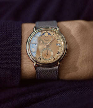 shop pre-owned Urban Jürgensen Ref. 2 Perpetual Calendar Moonphase Derek Pratt dial rare dress watch independent Danish Swiss watchmaker for sale online at A Collected Man London