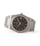 side-shot grey dial 222 Vacheron Constantin vintage steel sport watch JLC 1121 for sale online at A Collected Man London UK specialist of rare watches