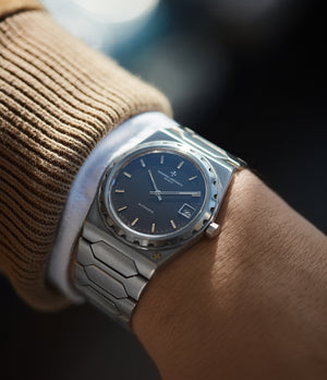on the wrist Vacheron Constantin 222 vintage steel grey dial sport watch for sale online at A Collected Man London UK specialist of rare watches
