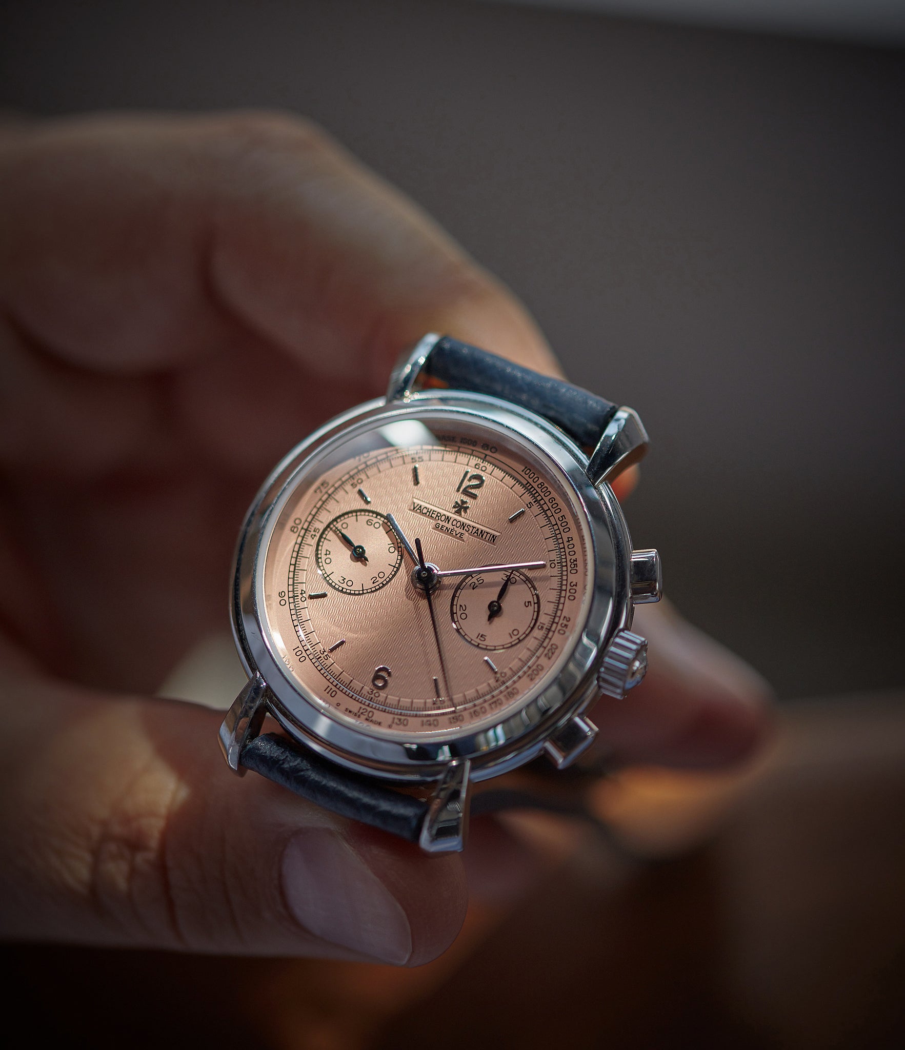 Vacheron Constantin Les Historiques Chronograph 47111/000P platinum salmon dial dress watch for sale online A Collected Man London UK specialist rare watches