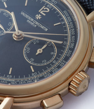 black dial Vacheron Constantin Ref. 47101/3 Les Historique Chronograph yellow gold watch from 1998 for sale online A Collected Man London British specialist rare watches