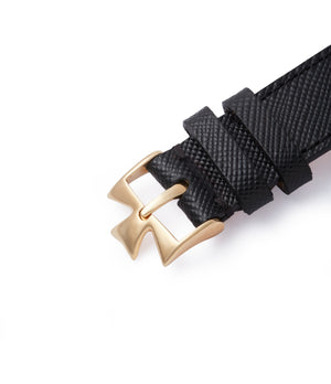 gold Vacheron Constantin tang buckle Ref. 47101/3 Les Historique Chronograph black dial watch from 1998 for sale online A Collected Man London British specialist rare watches