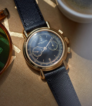 selling Vacheron Constantin Ref. 47101/3 Les Historique Chronograph  yellow gold black dial watch from 1998 for sale online A Collected Man London British specialist rare watches