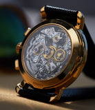 Vacheron Constantin 1140 manual-winding Ref. 47101/3 Les Historique Chronograph  yellow gold black dial watch from 1998 for sale online A Collected Man London British specialist rare watches