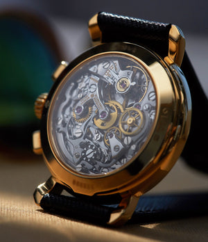 Vacheron Constantin 1140 manual-winding Ref. 47101/3 Les Historique Chronograph  yellow gold black dial watch from 1998 for sale online A Collected Man London British specialist rare watches