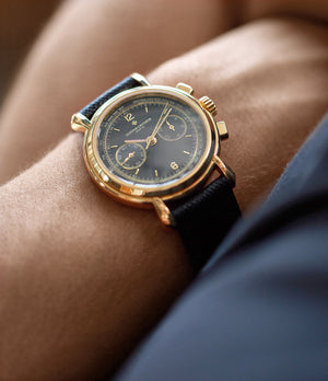 pre-owned Vacheron Constantin Les Historique Chronograph 47101/3 yellow gold black dial watch from 1998 for sale online A Collected Man London British specialist rare watches