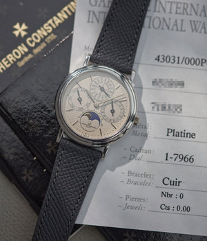 men's luxury wristwatch Vacheron Constantin perpetual calendar 43031 platinum guilloche dial men's luxury wristwatch for sale online A Collected Man London UK specialist of rare watches