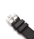 Buy saffiano quality watch strap in black raven black from A Collected Man London, in short or regular lengths. We are proud to offer these hand-crafted watch straps, thoughtfully made in Europe, to suit your watch. Available to order online for worldwide delivery.