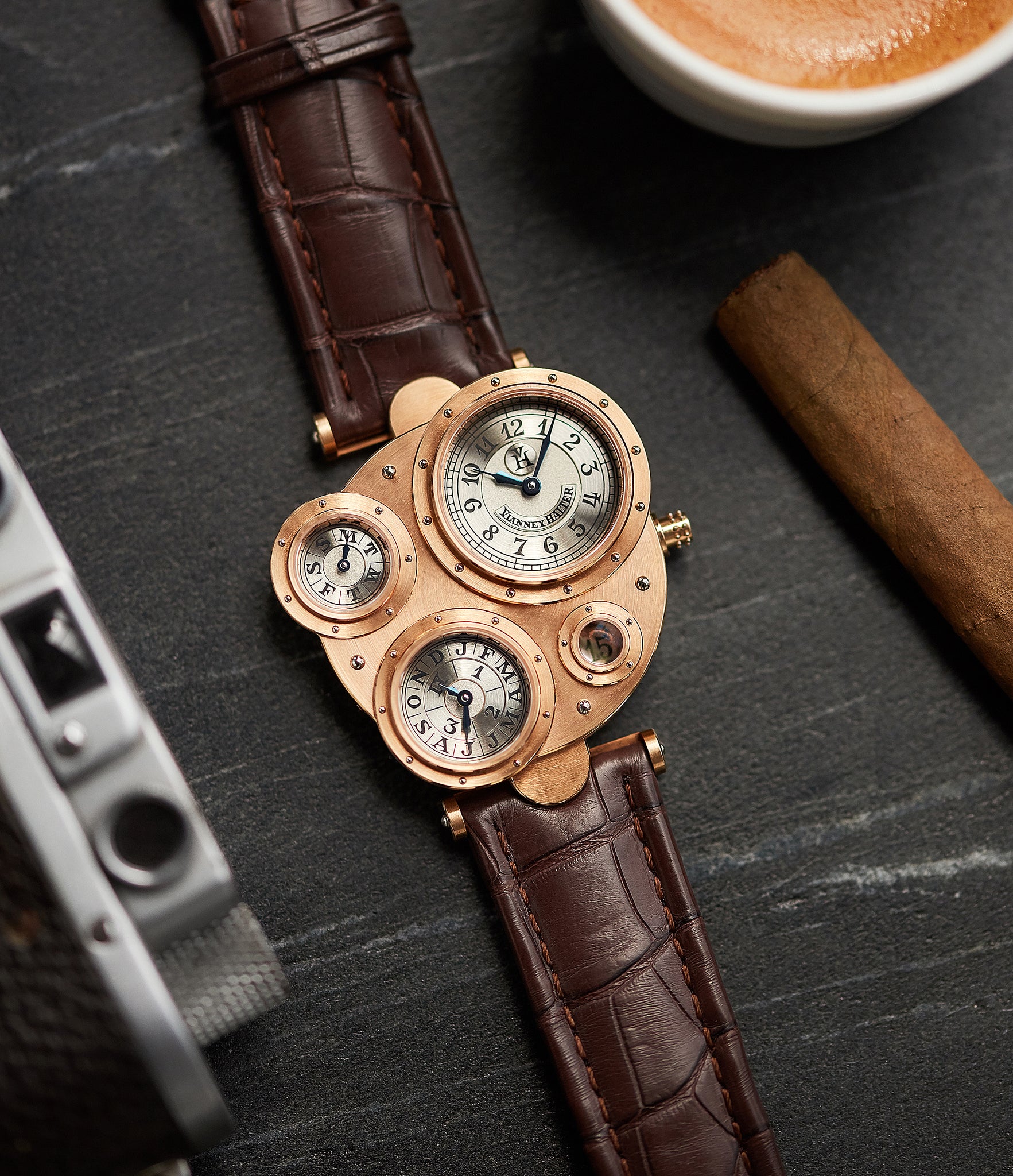 Antiqua Perpetual Calendar rose gold dress watch by Vianney Halter independent watchmaker for sale online at A Collected Man London UK specialist of rare watches