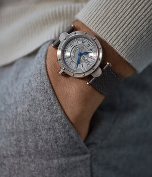 Order Stockholm Molequin watch strap Vianney Halter stone grey grained leather quick-release springbars buckle handcrafted European-made for sale online at A Collected Man London