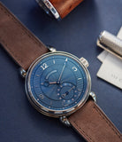 rare Voutilainen blue dial Vingt-8 Cal. 28 pre-owned dress watch for sale online at A Collected Man London approved re-seller of independent watchmakers