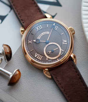 independent watchmaker Voutilainen Vingt-8 Cal. 28 rose gold dress watch with brown guilloche dial for sale at A Collected Man London approved re-seller of preowned Voutilainen watches