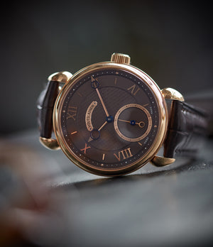 collect Voutilainen Vingt-8 Cal. 28 rose gold dress watch with brown guilloche dial for sale at A Collected Man London approved re-seller of preowned Voutilainen watches
