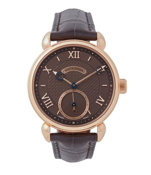 buy Kari Voutilainen Vingt-8 Cal. 28 rose gold dress watch with brown guilloche dial for sale at A Collected Man London approved re-seller of preowned Voutilainen watches