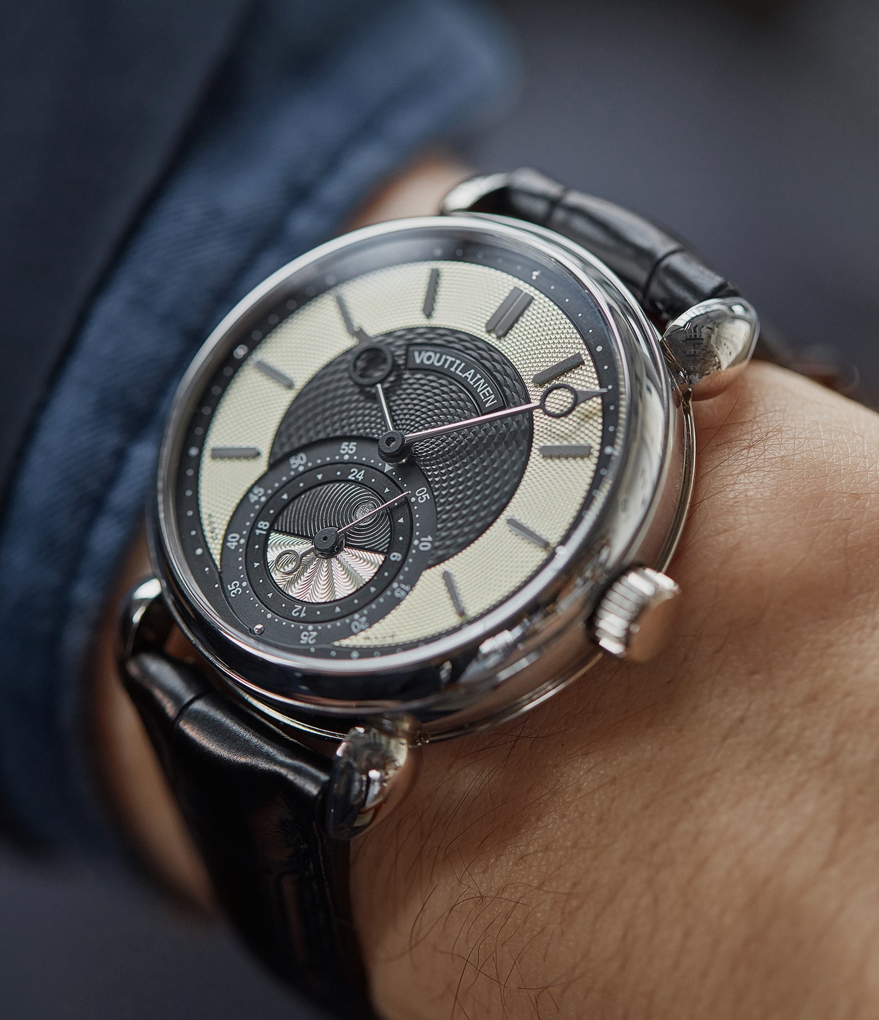 Voutilainen GMT-6 two-tone dial white gold rare hand-made watch from independent watchmaker for sale online at A Collected Man London UK specialist of rare watches