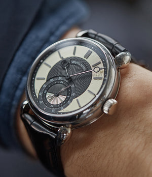 Voutilainen GMT-6 two-tone dial white gold rare hand-made watch from independent watchmaker for sale online at A Collected Man London UK specialist of rare watches