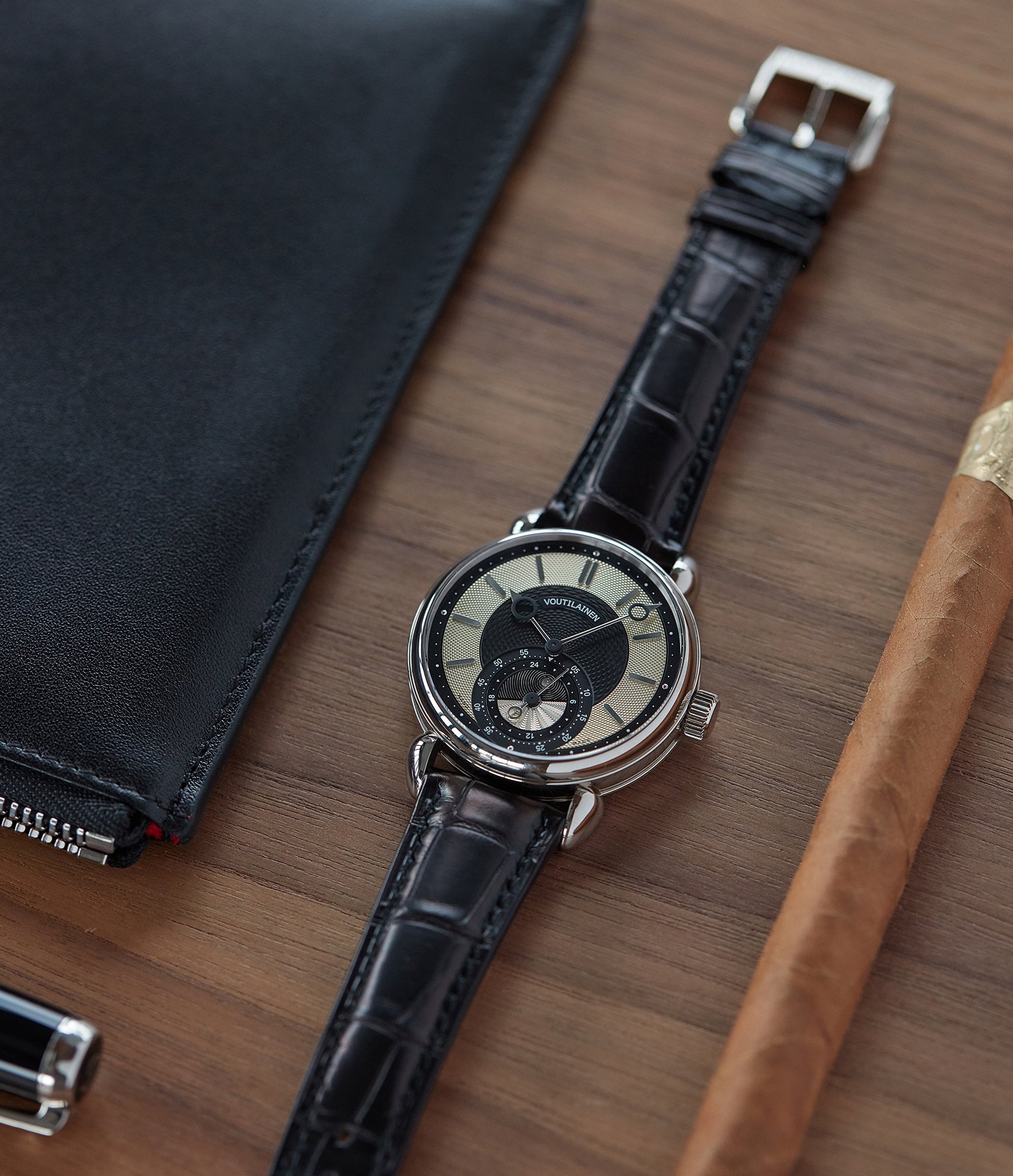 Kari Voutilainen GMT-6 two-tone dial white gold rare hand-made watch from independent watchmaker for sale online at A Collected Man London UK specialist of rare watches