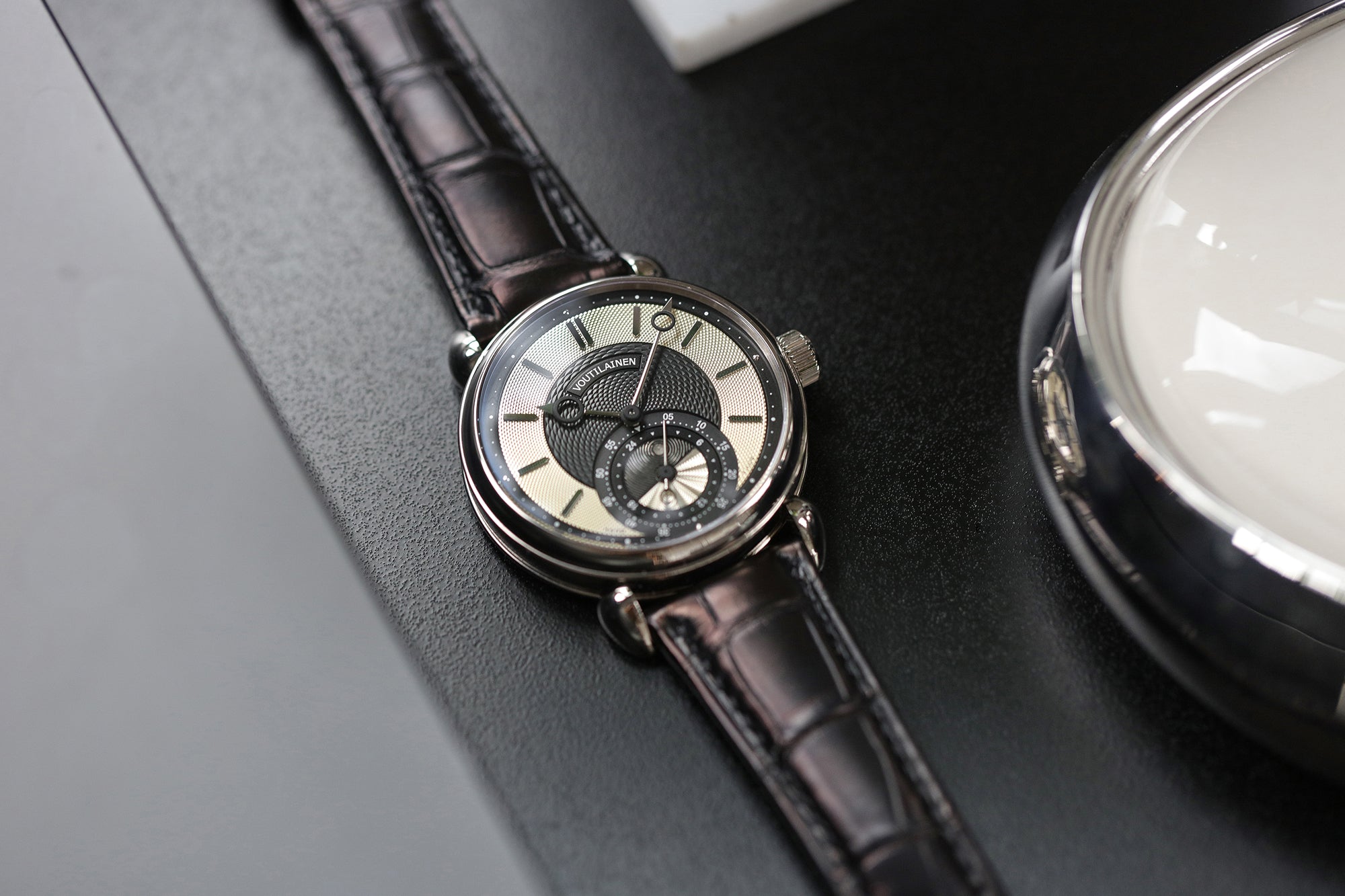 rare Kari Voutilainen GMT-6 two-tone dial white gold rare hand-made watch from independent watchmaker for sale online at A Collected Man London UK specialist of rare watches