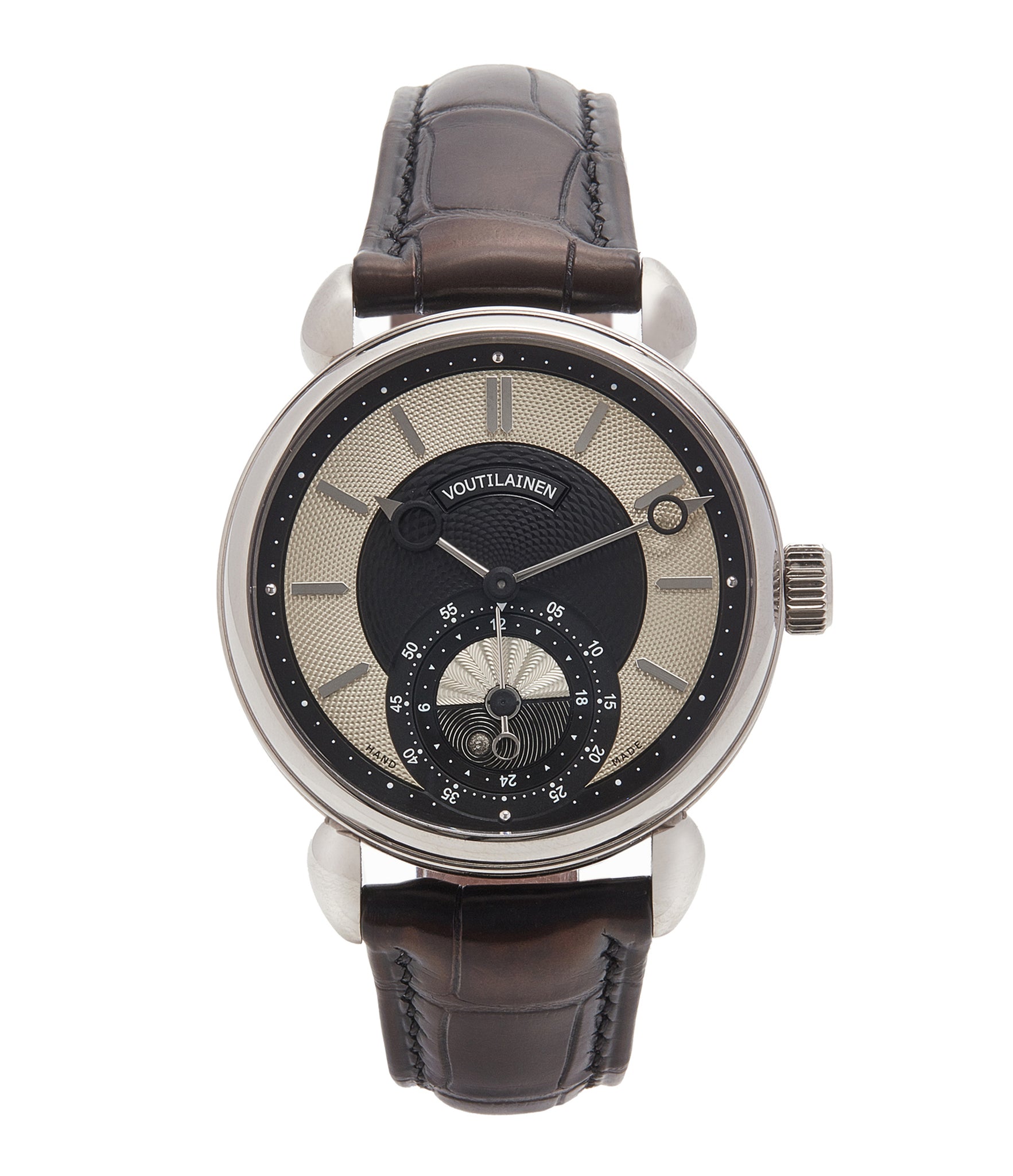 buy Kari Voutilainen GMT-6 two-tone dial white gold rare hand-made watch from independent watchmaker for sale online at A Collected Man London UK specialist of rare watches
