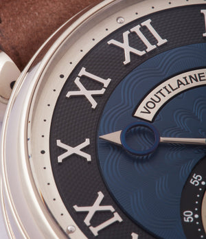 two-tone blue black dial Voutilainen GMT-6 dress watch for sale online at A Collected Man London UK approved re-seller of independent watchmakers