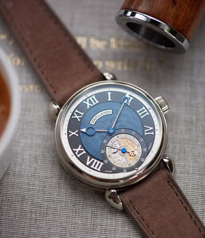 Kari Voutilainen GMT-6 blue dial dress watch for sale online at A Collected Man London UK approved re-seller of independent watchmakers
