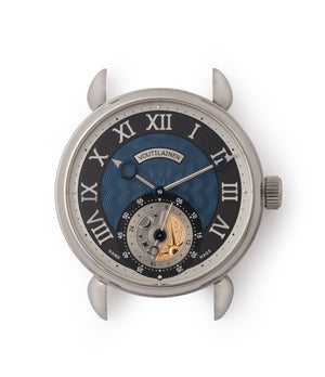 blue black unique dial Voutilainen GMT-6 white gold dress watch for sale online at A Collected Man London UK approved re-seller of independent watchmakers