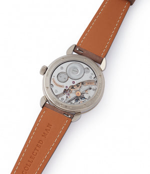 Voutilainen GMT-6 movement white gold blue dial dress watch for sale online at A Collected Man London UK approved re-seller of independent watchmakers