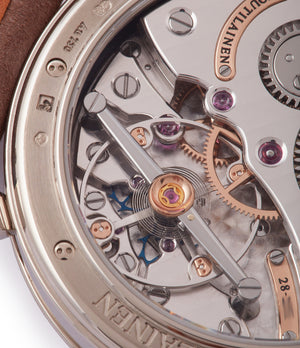 hand-made movement Voutilainen GMT-6 white gold blue dial dress watch for sale online at A Collected Man London UK approved re-seller of independent watchmakers