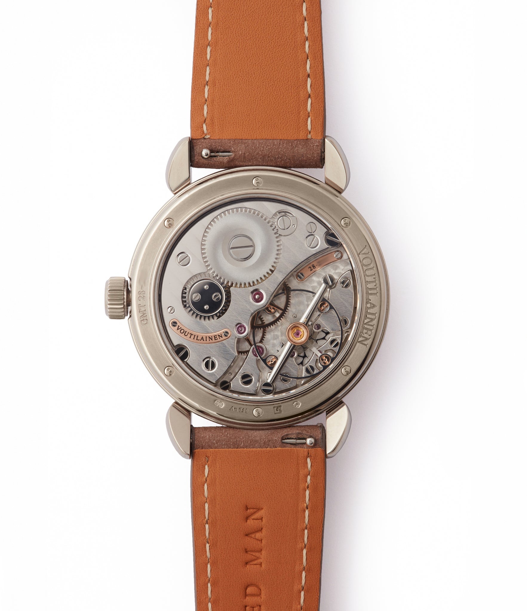 mechanical hand-made watch Voutilainen GMT-6 white gold blue dial dress watch for sale online at A Collected Man London UK approved re-seller of independent watchmakers