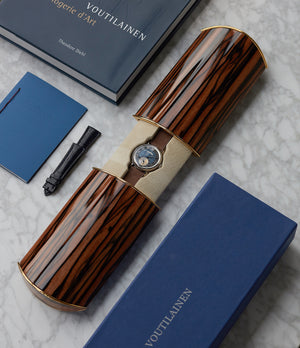 full set pre-owned Voutilainen GMT-6 blue dial dress watch for sale online at A Collected Man London UK approved re-seller of independent watchmakers