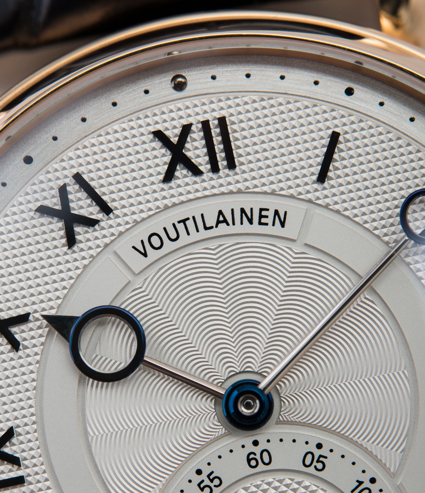 guilloche engine-turned Voutilainen Observatoire Limited Edition rose gold rare dress watch for sale online at A Collected Man London endorsed seller of independent watchmaker