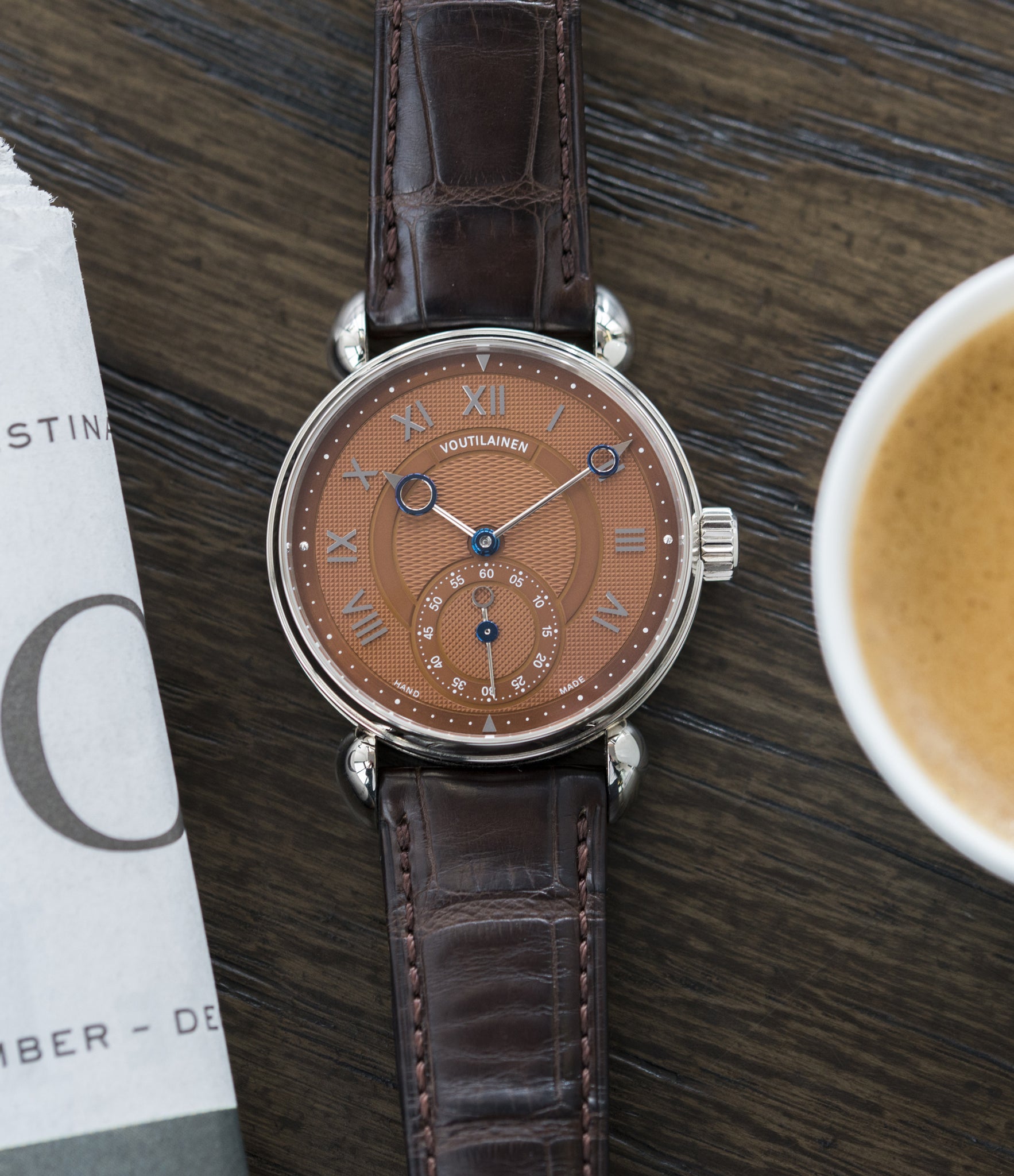 salmon copper dial Kari Voutilainen Observatoire Limited Edition rare brown dial watch online at A Collected Man London specialist endorsed seller of pre-owned independent watchmakers