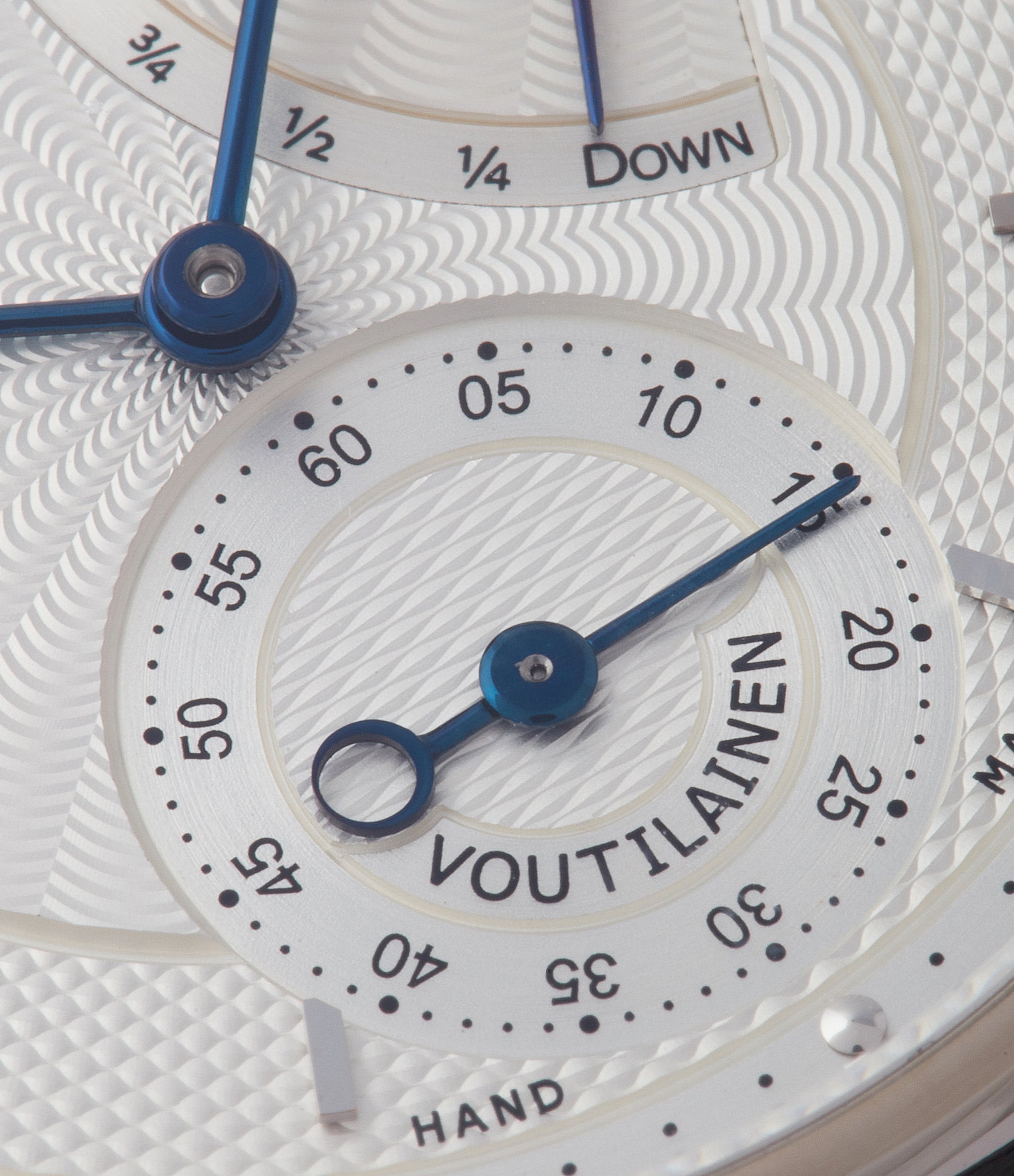 silver guilloche dial Voutilainen Vingt-8R power reserve white gold watch for sale online at A Collected Man London UK specialist of independent watchmakers