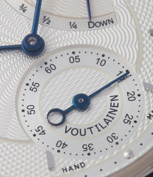 silver guilloche dial Voutilainen Vingt-8R power reserve white gold watch for sale online at A Collected Man London UK specialist of independent watchmakers